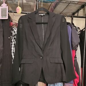 Cabi Lightweight Mesh Sleeves Blazer, Black, Size 4